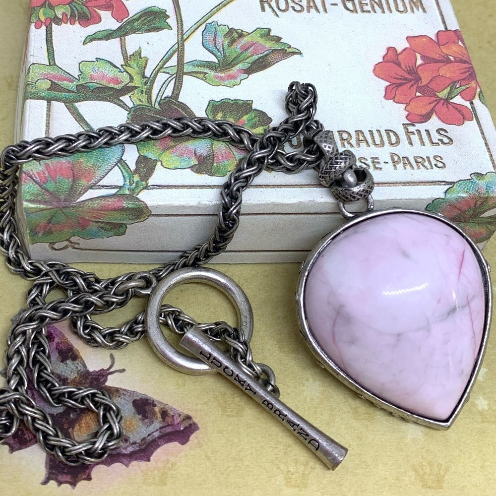 Lucky Brand pink heart toggle necklace